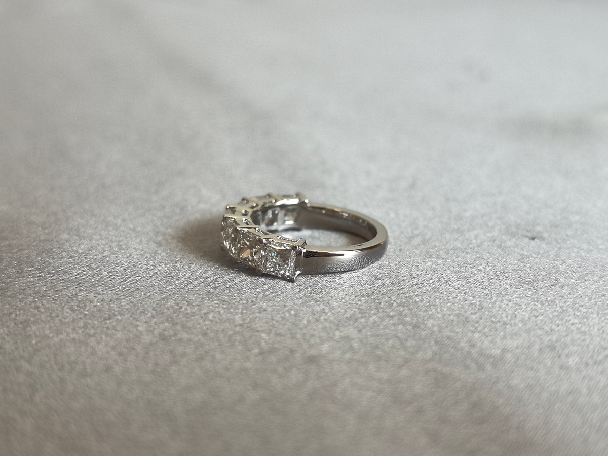 Juno Diamond PR-017 | 0.3 Carat Princess-Cut Lab-Grown Diamond Half Eternity Ring with Rectangular Basket Settings Ring
