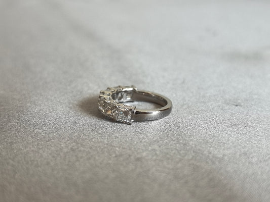 Juno Diamond PR-017 | 0.3 Carat Princess-Cut Lab-Grown Diamond Half Eternity Ring with Rectangular Basket Settings Ring