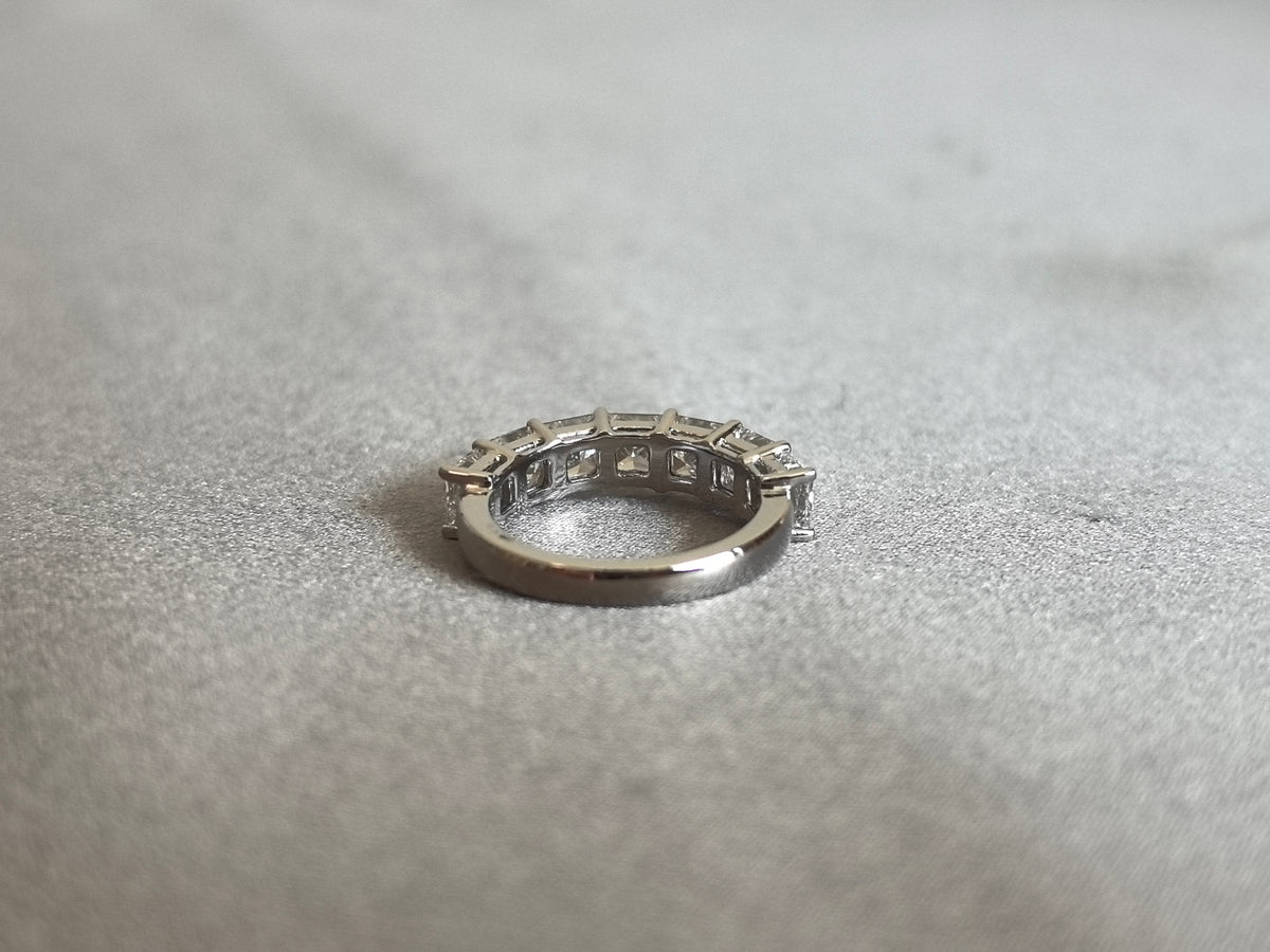 Juno Diamond PR-017 | 0.3 Carat Princess-Cut Lab-Grown Diamond Half Eternity Ring with Rectangular Basket Settings Ring