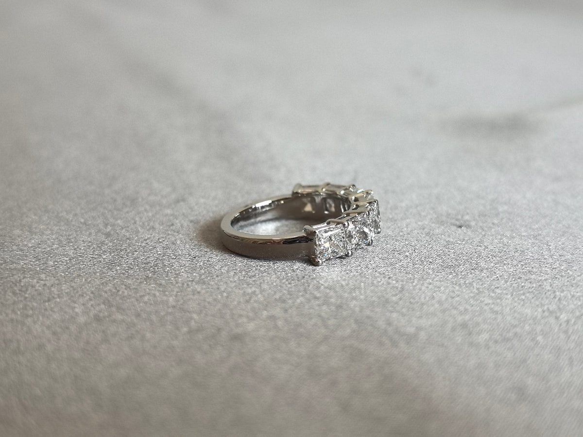 Juno Diamond PR-017 | 0.3 Carat Princess-Cut Lab-Grown Diamond Half Eternity Ring with Rectangular Basket Settings Ring