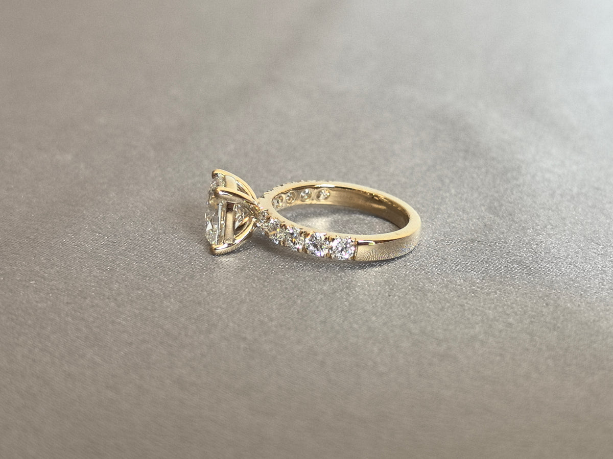 Juno Diamond CU-032 | 3 Carat Oval-Cut Lab-Grown Diamond Halo Ring with Pavé Band Ring