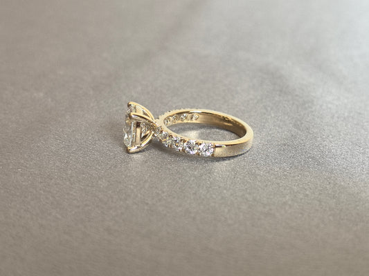 Juno Diamond CU-032 | 3 Carat Oval-Cut Lab-Grown Diamond Halo Ring with Pavé Band Ring