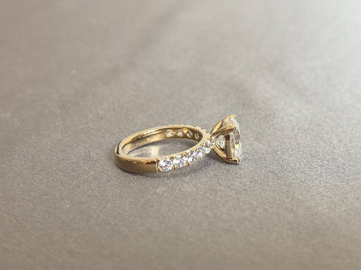 Juno Diamond CU-032 | 3 Carat Oval-Cut Lab-Grown Diamond Halo Ring with Pavé Band Ring