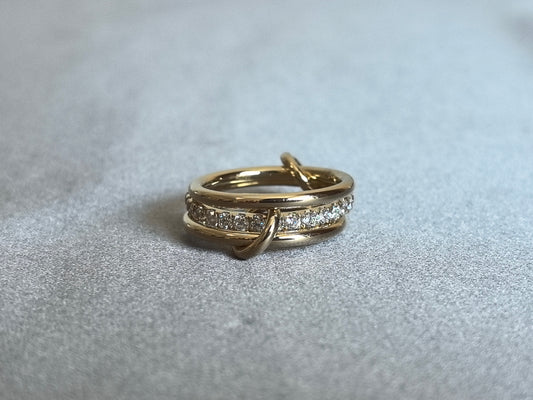 Juno Diamond RO-065 | Triple Band Crossover Ring with Central Row of Prong-Set Lab-Grown Diamonds Ring