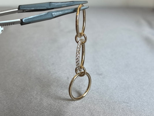 Juno Diamond RO-066 | Three Interlinked Bands Lab-Grown Diamond Ring with Central Pavé Bar Ring