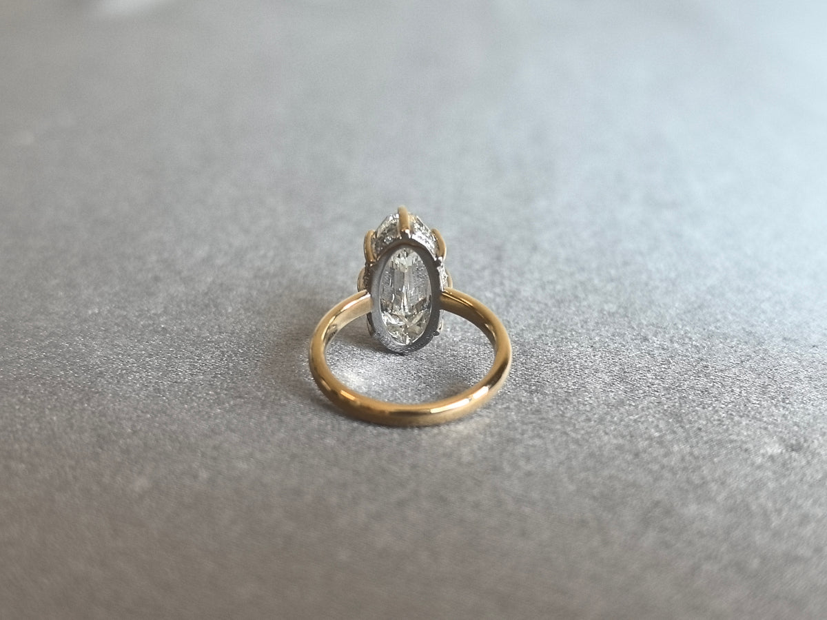 Juno Diamond OV-097 | 3.5 Carat Step-Cut Oval Lab-Grown Diamond Pavé-Gallery Ring Ring