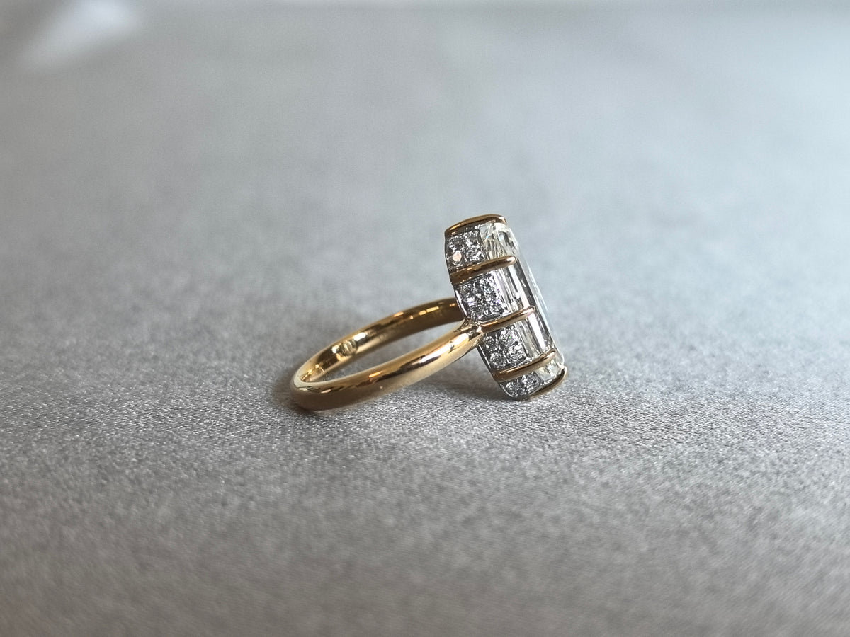 Juno Diamond OV-097 | 3.5 Carat Step-Cut Oval Lab-Grown Diamond Pavé-Gallery Ring Ring