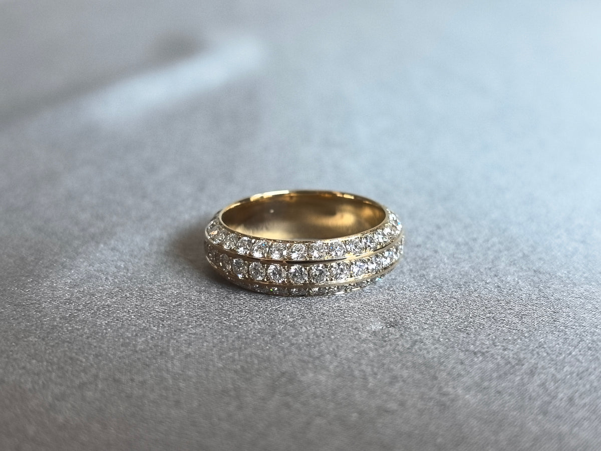 Juno Diamond RO-067 | Three-Row Round-Cut Lab-Grown Diamond Wide Eternity Band Ring