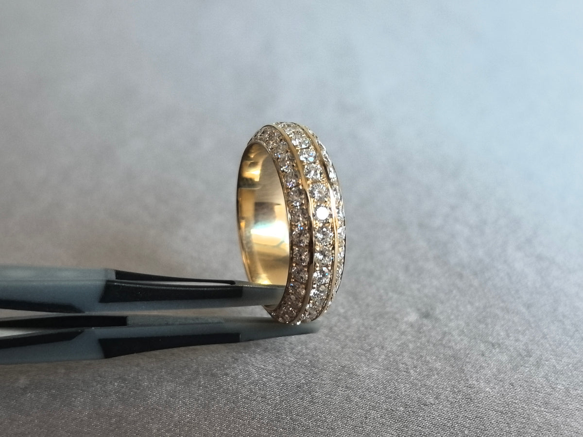 Juno Diamond RO-067 | Three-Row Round-Cut Lab-Grown Diamond Wide Eternity Band Ring