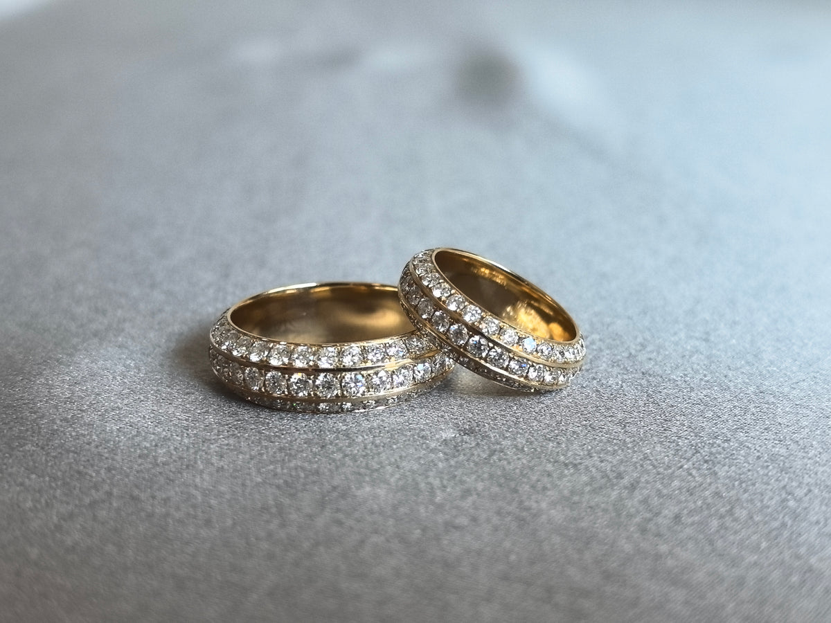 Juno Diamond RO-067 | Three-Row Round-Cut Lab-Grown Diamond Wide Eternity Band Ring