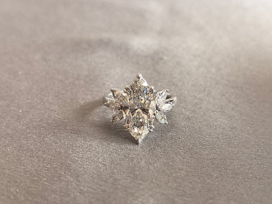 Juno Diamond MA-090 | 3 Carat Marquise-Cut Lab-Grown Diamond Symmetrical Wing Cluster Ring Ring