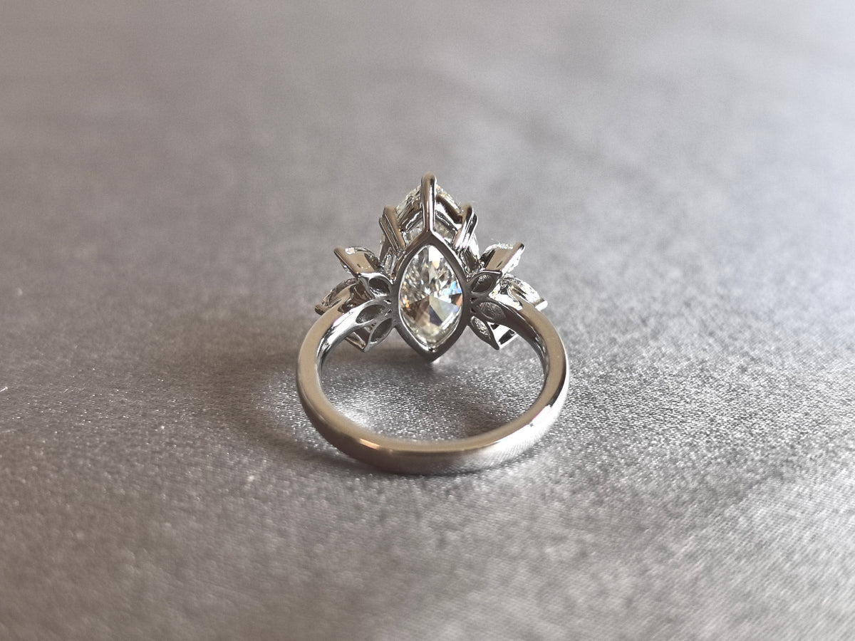 Juno Diamond MA-090 | 3 Carat Marquise-Cut Lab-Grown Diamond Symmetrical Wing Cluster Ring Ring