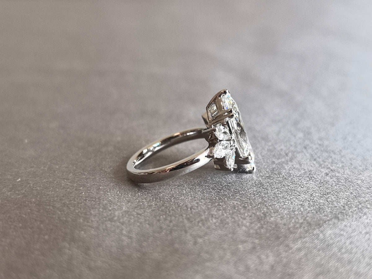Juno Diamond MA-090 | 3 Carat Marquise-Cut Lab-Grown Diamond Symmetrical Wing Cluster Ring Ring
