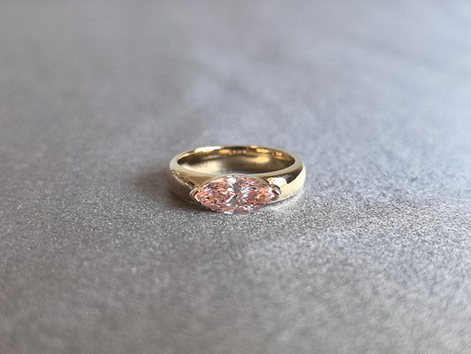 Juno Diamond MA-089 | 1 Carat Pink Marquise-Cut Lab-Grown Diamond East-West Double-Claw Ring Ring