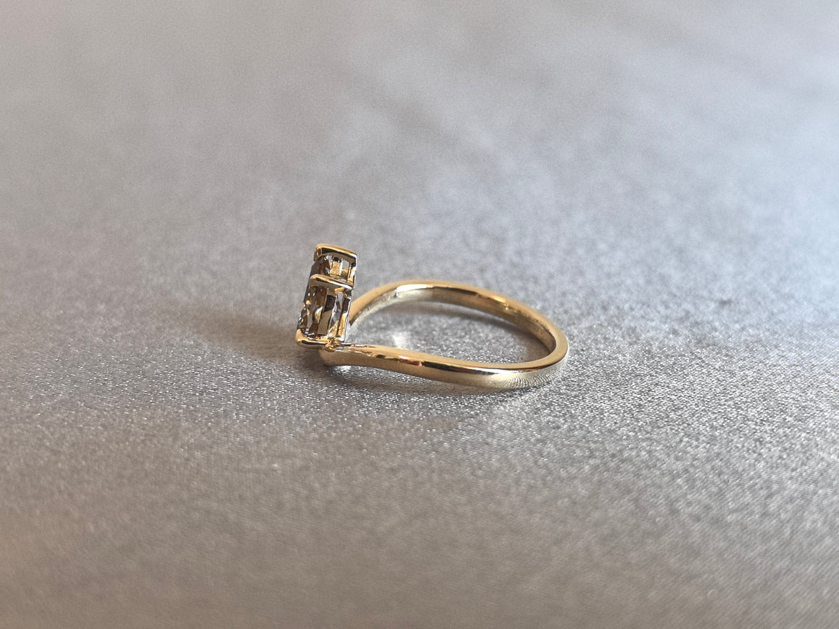 Juno Diamond PE-059 | 1 Carat Champagne Pear-Cut Lab-Grown Diamond Tulip Basket Ring Ring