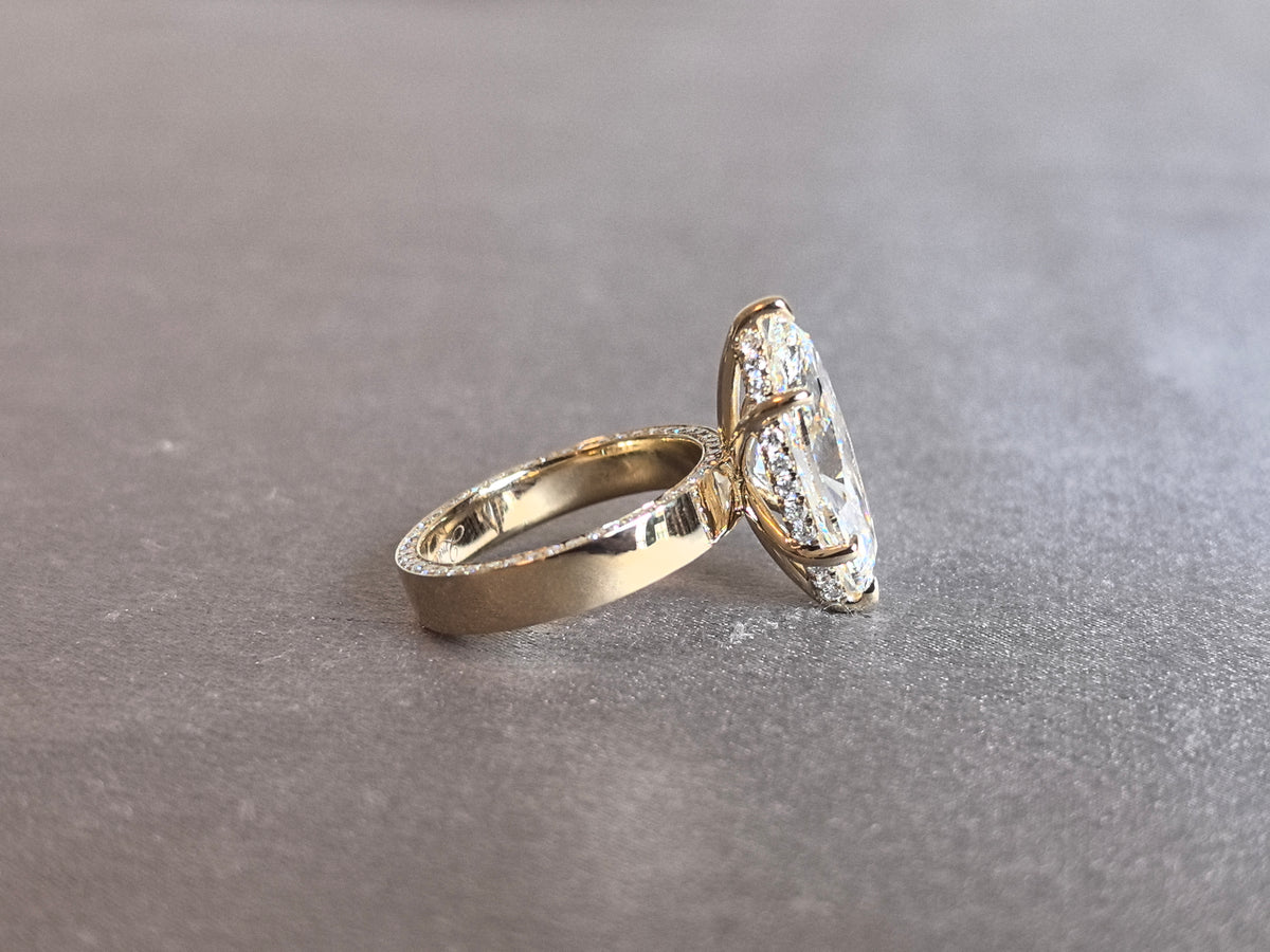 Juno Diamond MA-092 | 6 Carat Marquise-Cut Lab-Grown Diamond Pavé-Edge Wide Band Ring Ring