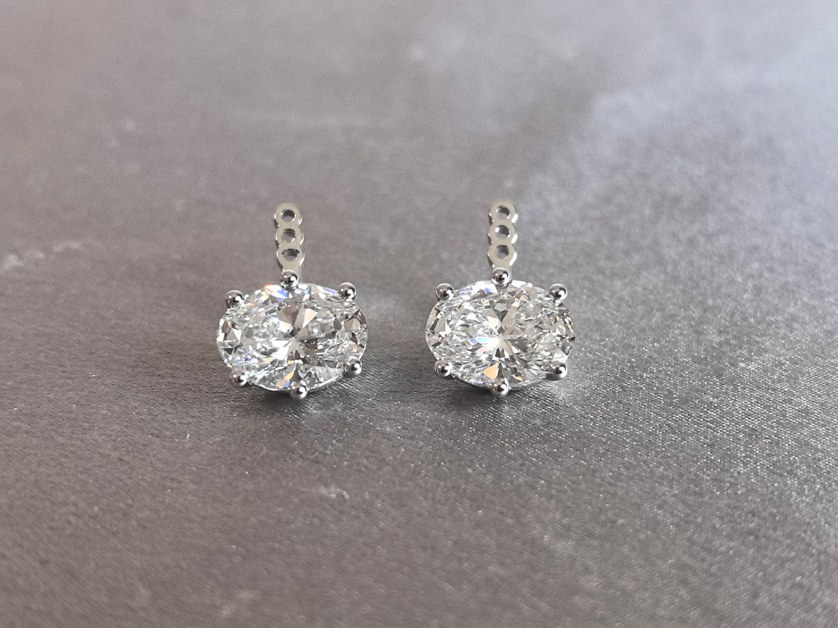 Juno Diamond E-063 | 4 Total Carat Oval-Cut Lab-Grown Diamond Open-Basket Earrings Earrings