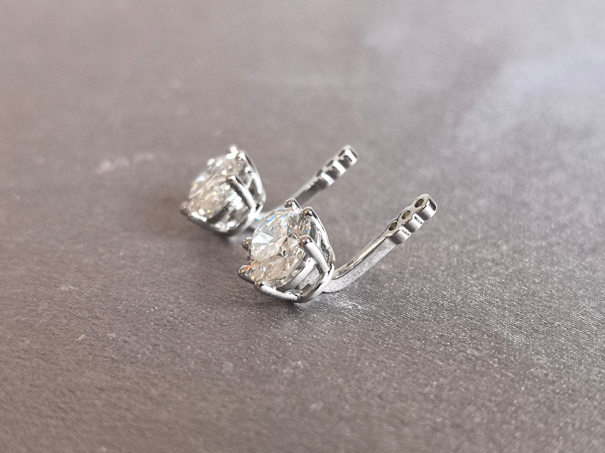 Juno Diamond E-063 | 4 Total Carat Oval-Cut Lab-Grown Diamond Open-Basket Earrings Earrings