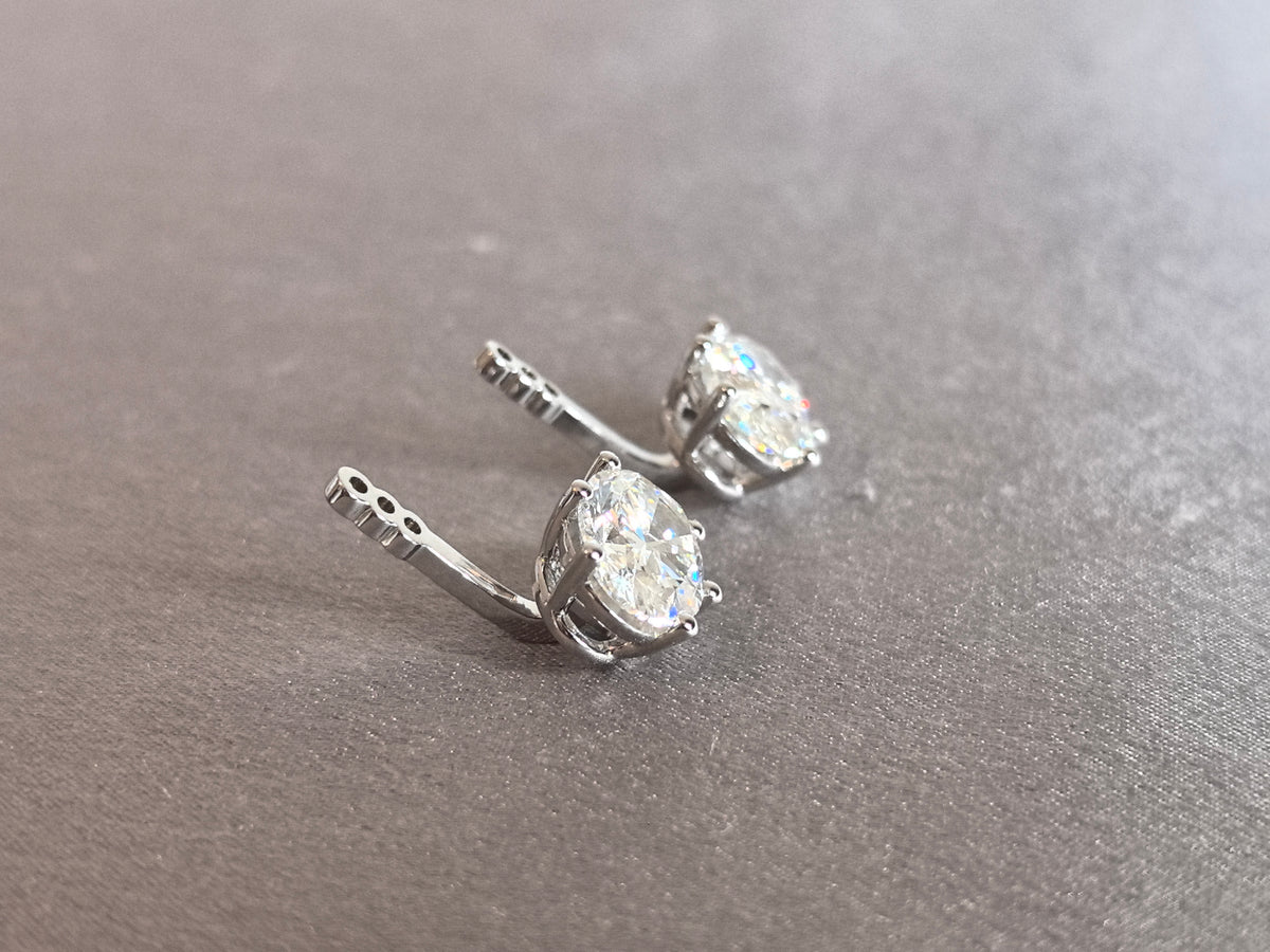 Juno Diamond E-063 | 4 Total Carat Oval-Cut Lab-Grown Diamond Open-Basket Earrings Earrings