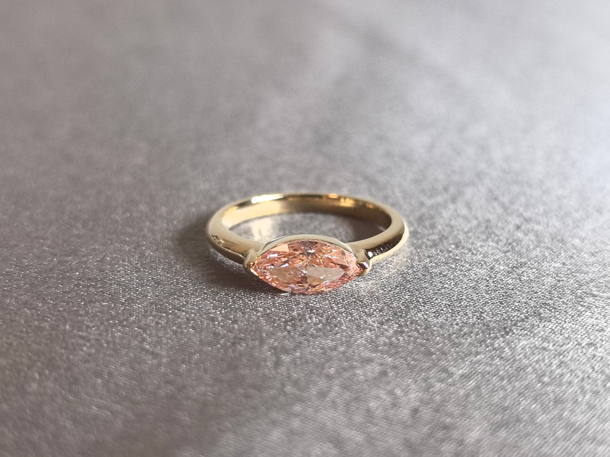 Juno Diamond MA-093 | 1 Carat Pink Marquise-Cut Lab-Grown Diamond East-West Solitaire Ring Ring