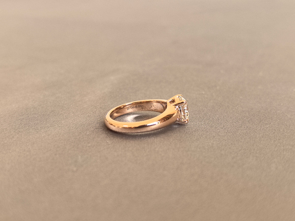 Juno Diamond RO-069 | 1.5 Carat Round Lab-Grown Diamond Low-Set Wide Band Ring in Rose Gold Ring