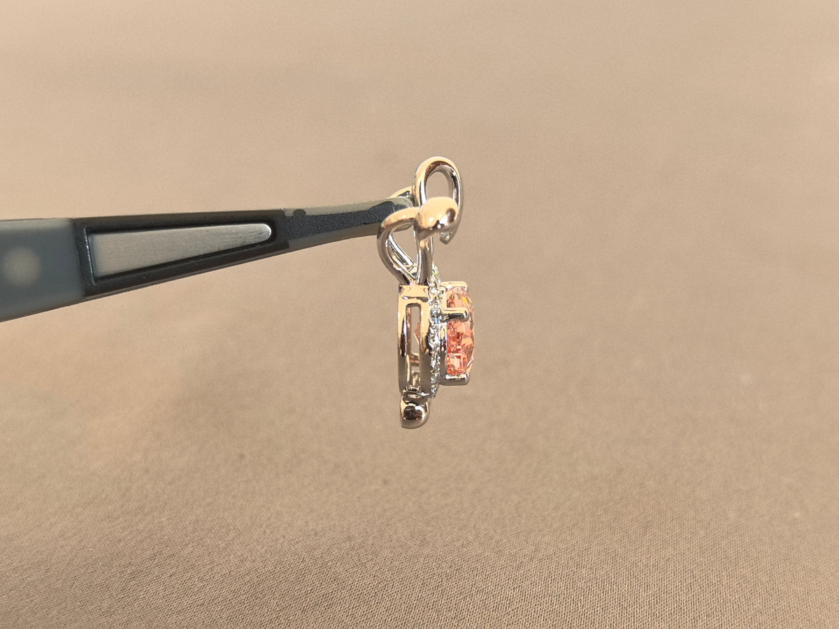 Juno Diamond P-024 | 3 Carat Pink Oval Lab-Grown Diamond Rabbit-Ear Halo Pendant Pendant