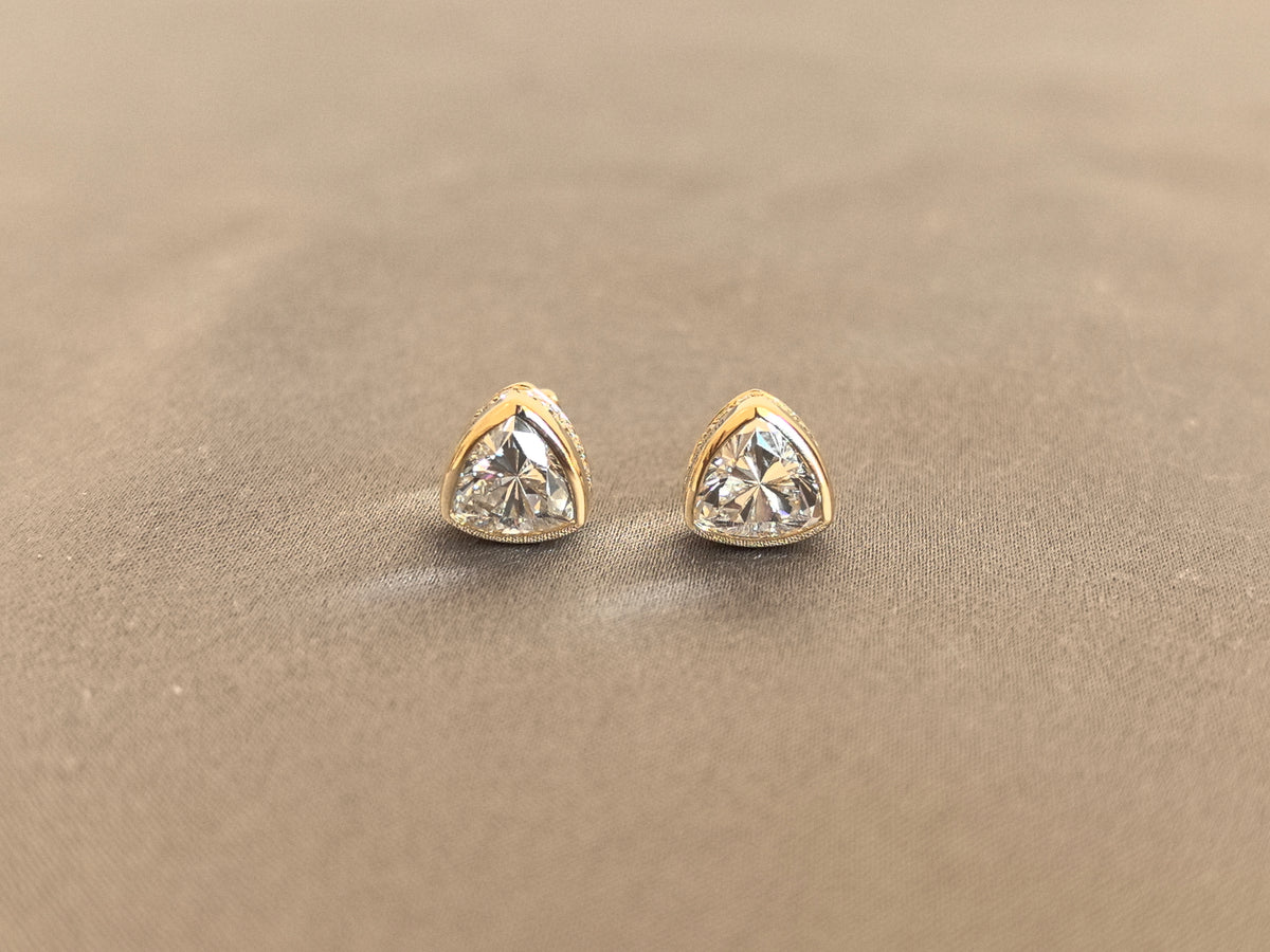 Juno Diamond E-068 | 2 Total Carat Trillion Lab-Grown Diamond Bezel Stud Earrings Earrings