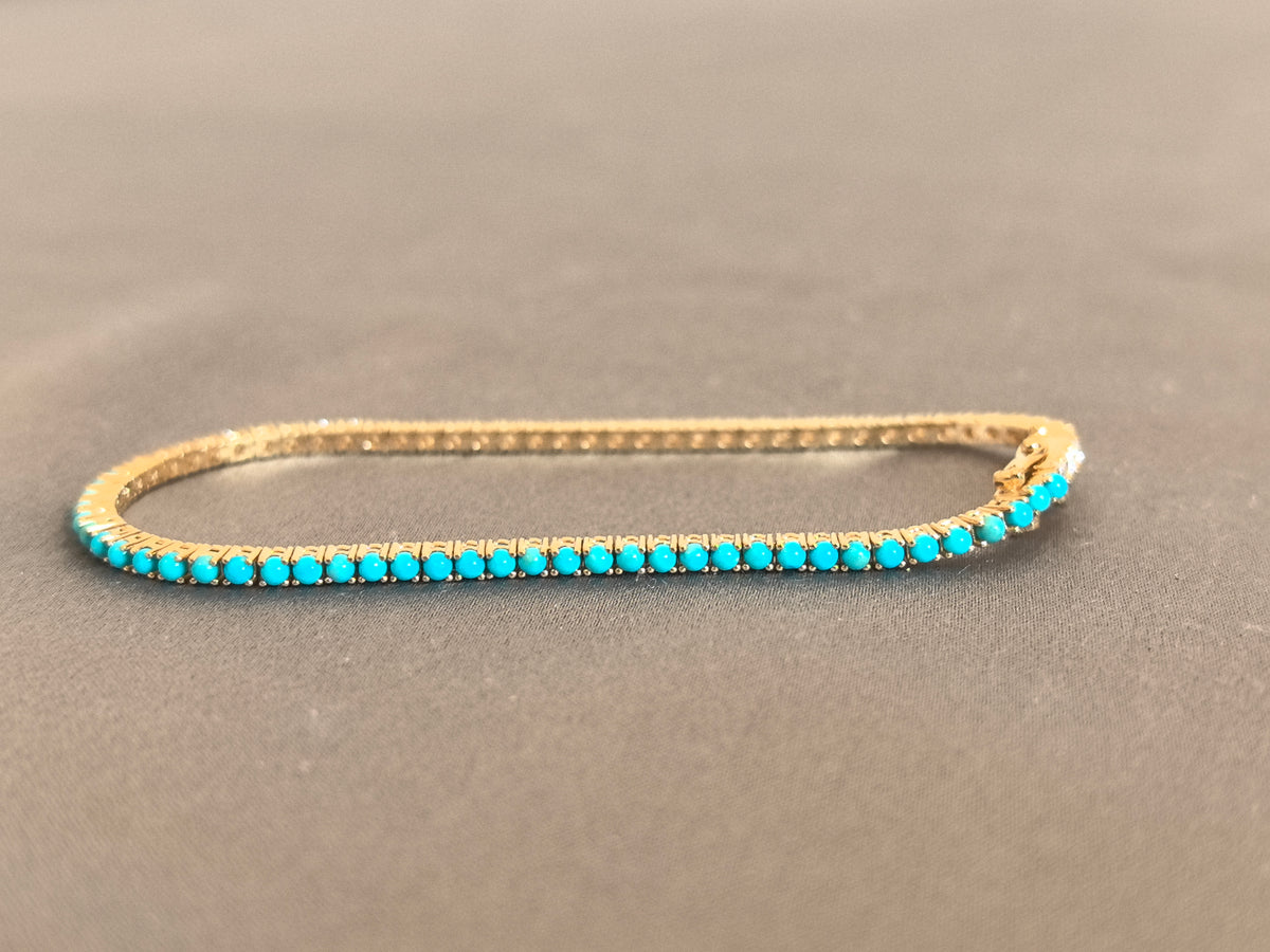 Juno Diamond B-060 | Lab-Grown Diamond and Turquoise Half-and-Half Tennis Bracelet Bracelet