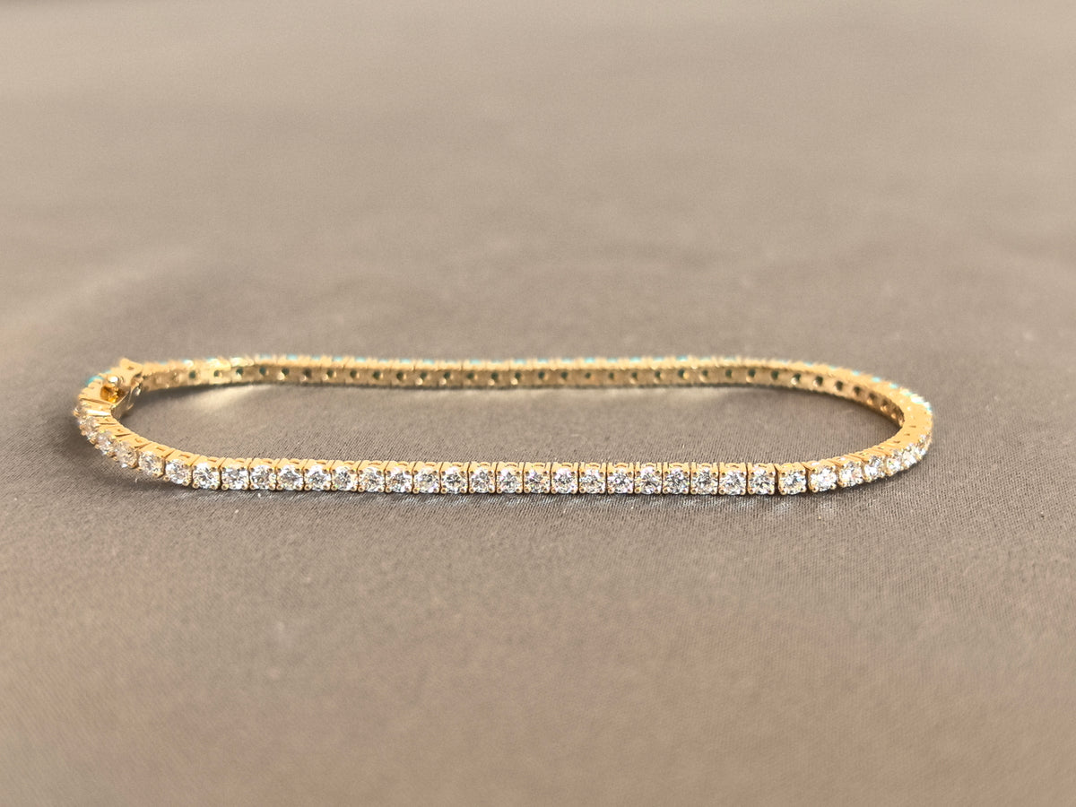 Juno Diamond B-060 | Lab-Grown Diamond and Turquoise Half-and-Half Tennis Bracelet Bracelet