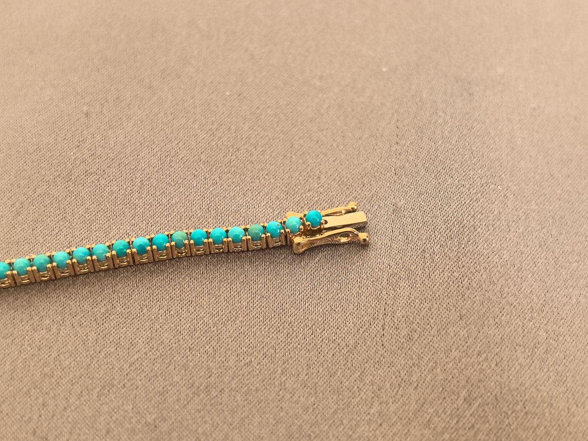 Juno Diamond B-060 | Lab-Grown Diamond and Turquoise Half-and-Half Tennis Bracelet Bracelet