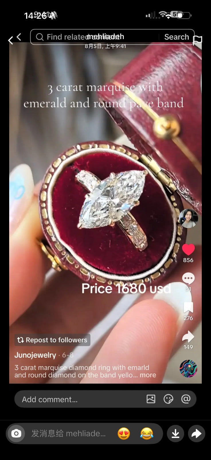 Juno Diamond A link for Mehliadeh to pay