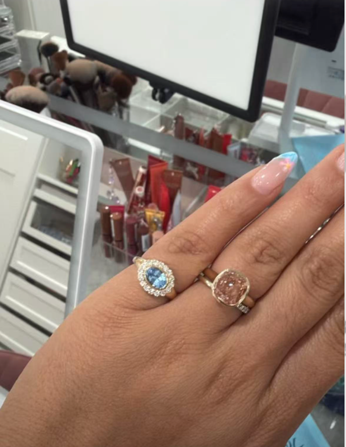 Juno Diamond OV-067 | 1 Carat Blue Oval-Cut Lab-Grown Diamond Halo Ring Ring
