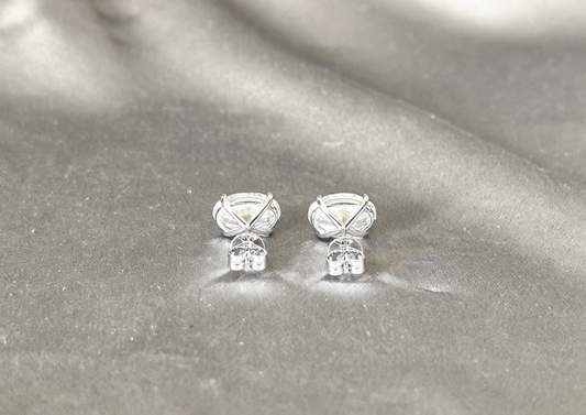 E-011|Oval Cut Lab Diamond Stud Earrings | Four-Prong Solitaire Setting |Minimalist Everyday Wear