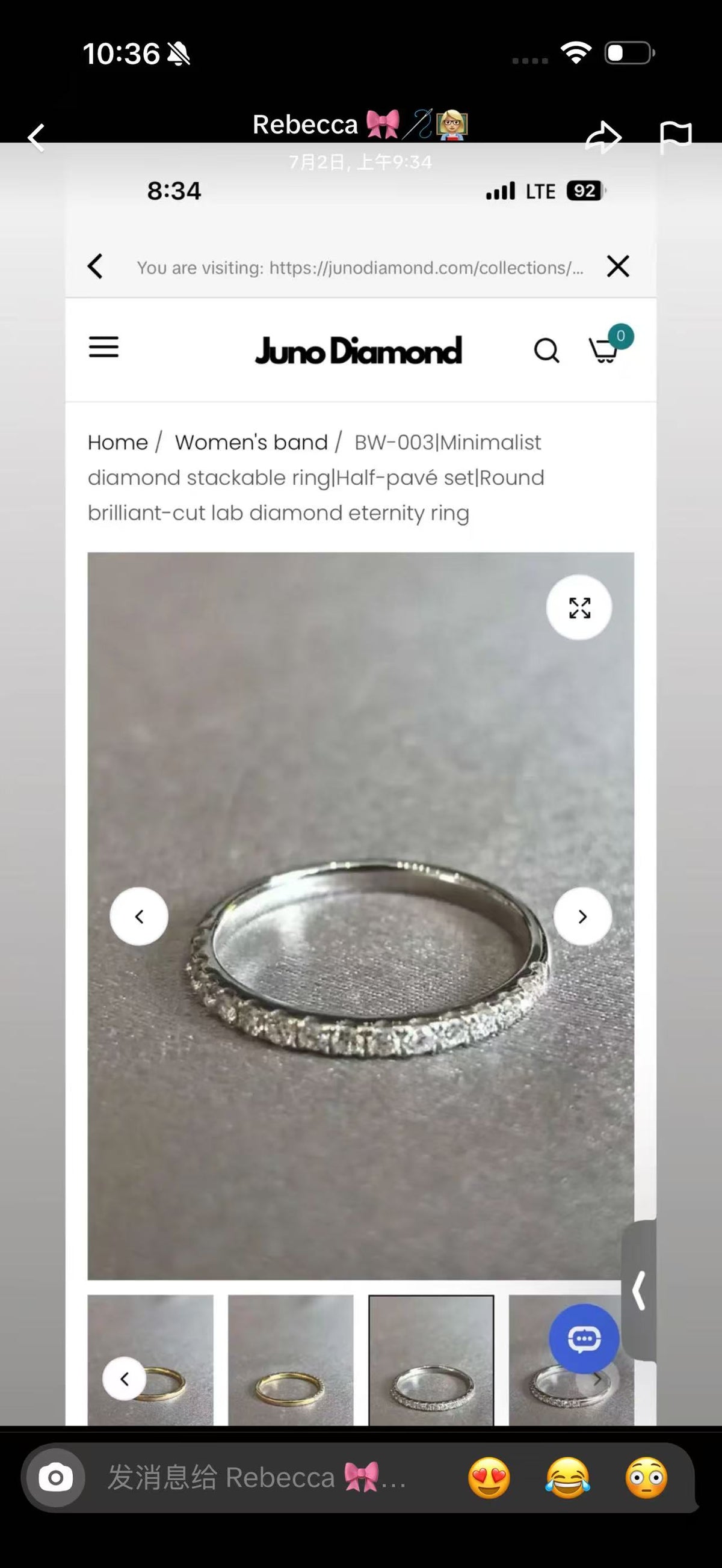 Juno Diamond A link for Rebecca to pay