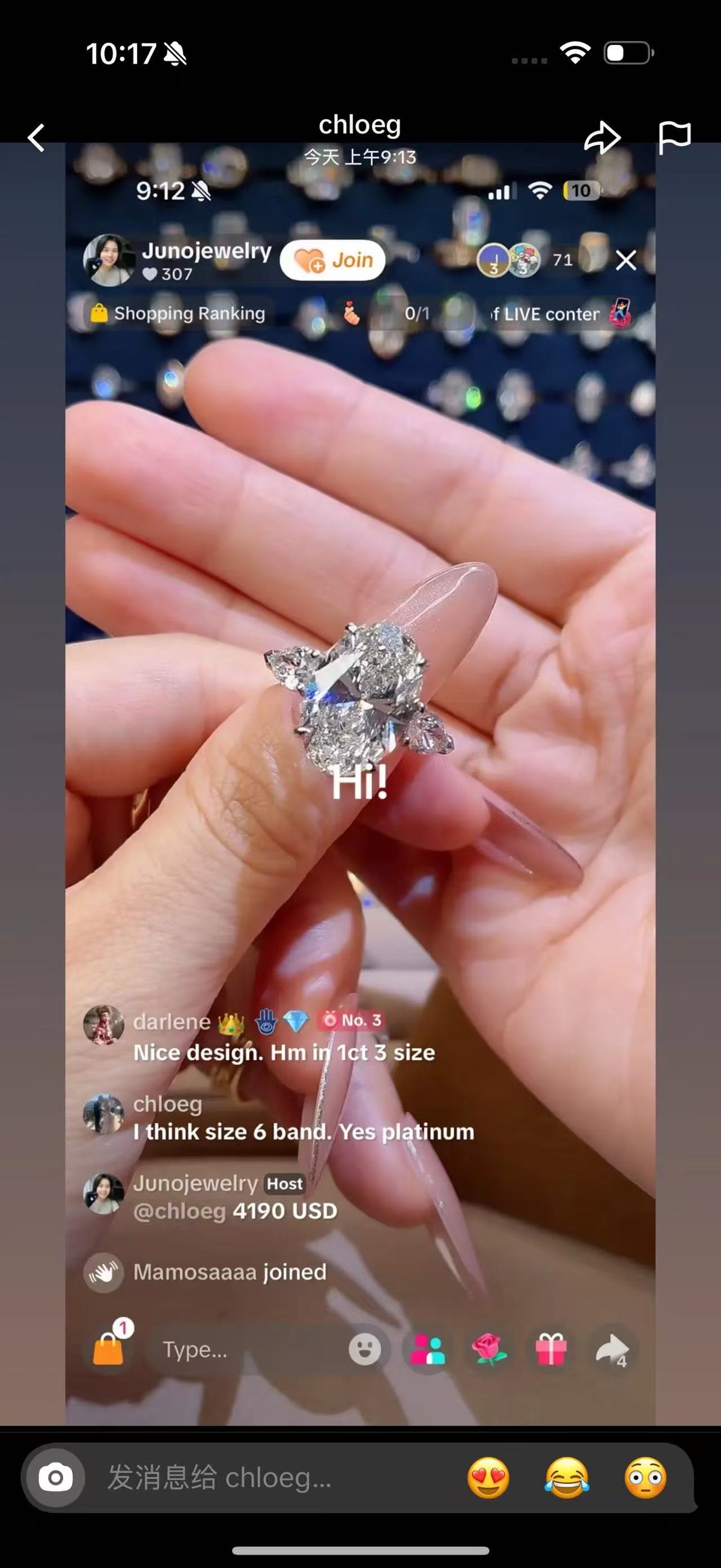 Juno Diamond A link for chloeg to pay