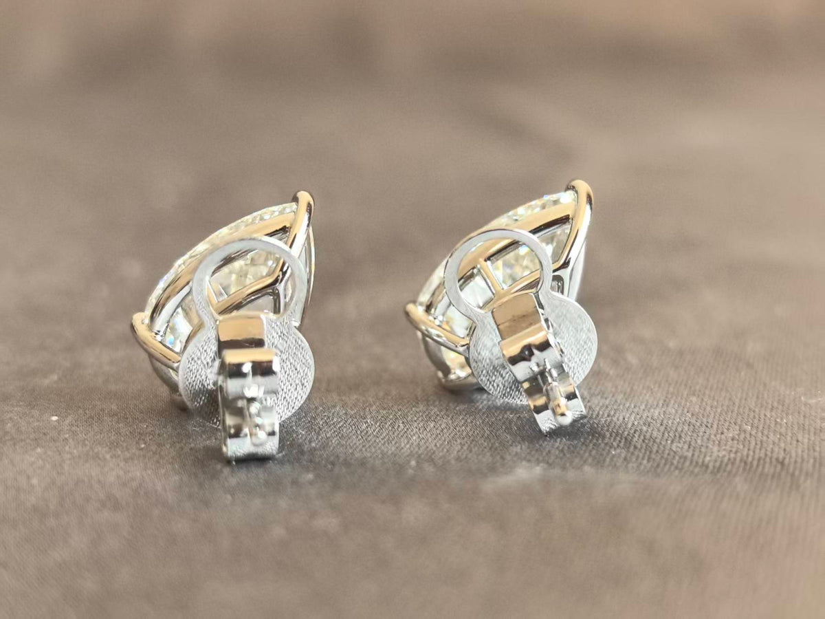 Juno Diamond E-052 | 10 Carat Total Weight Pear-Cut Lab-Grown Diamond Stud Earrings with Stabilizing Backs Earrings