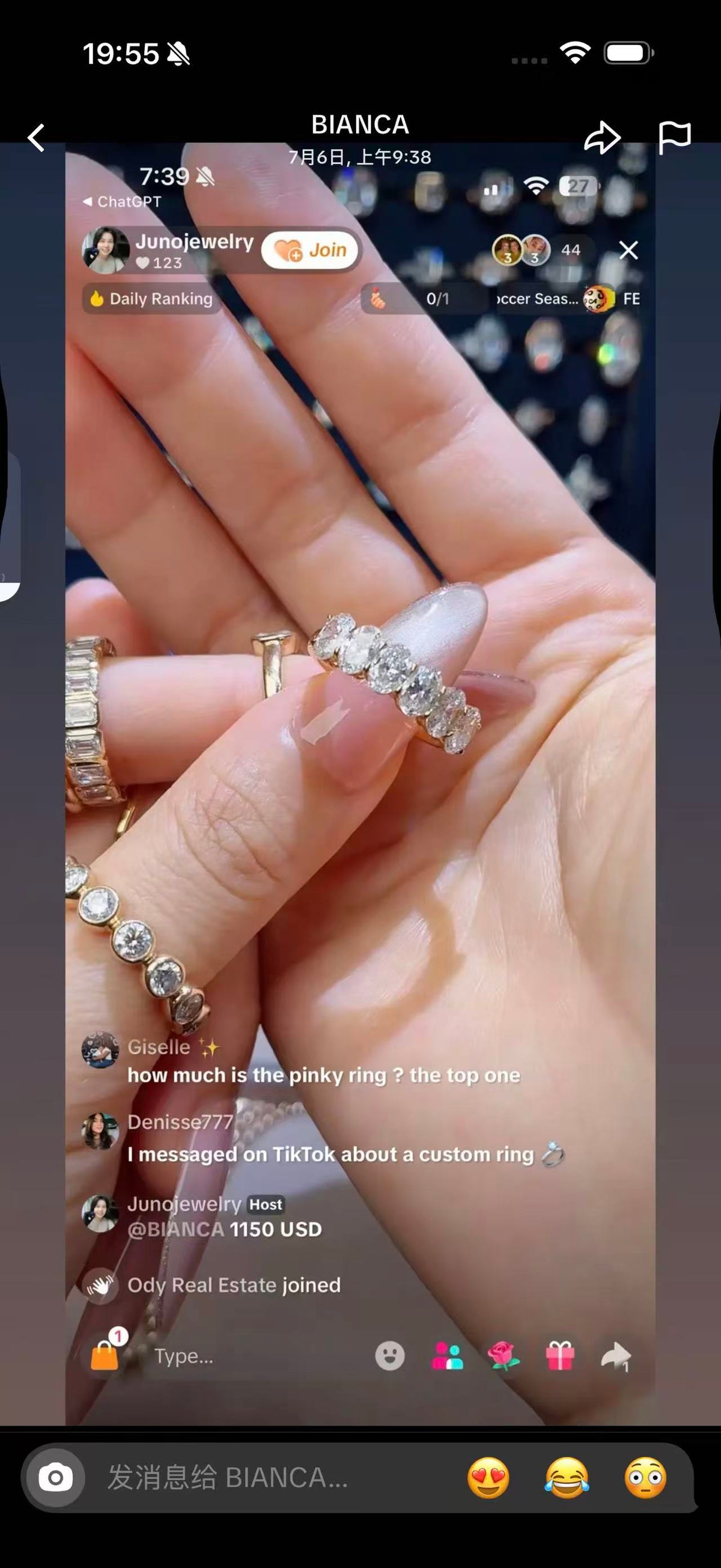 Juno Diamond A link for BIANCA to pay
