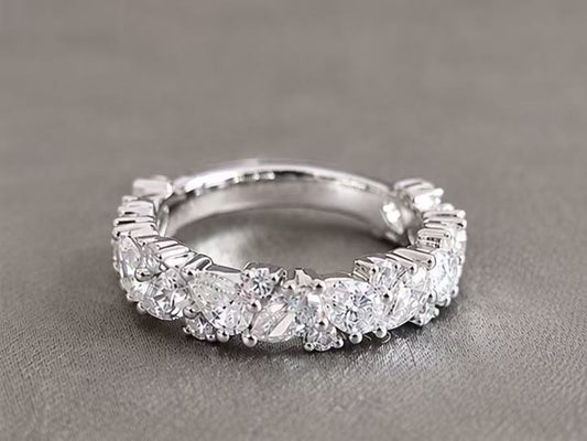 MX-047 | Mixed-Cut Lab-Grown Diamond Continuous Cluster Band in White Gold