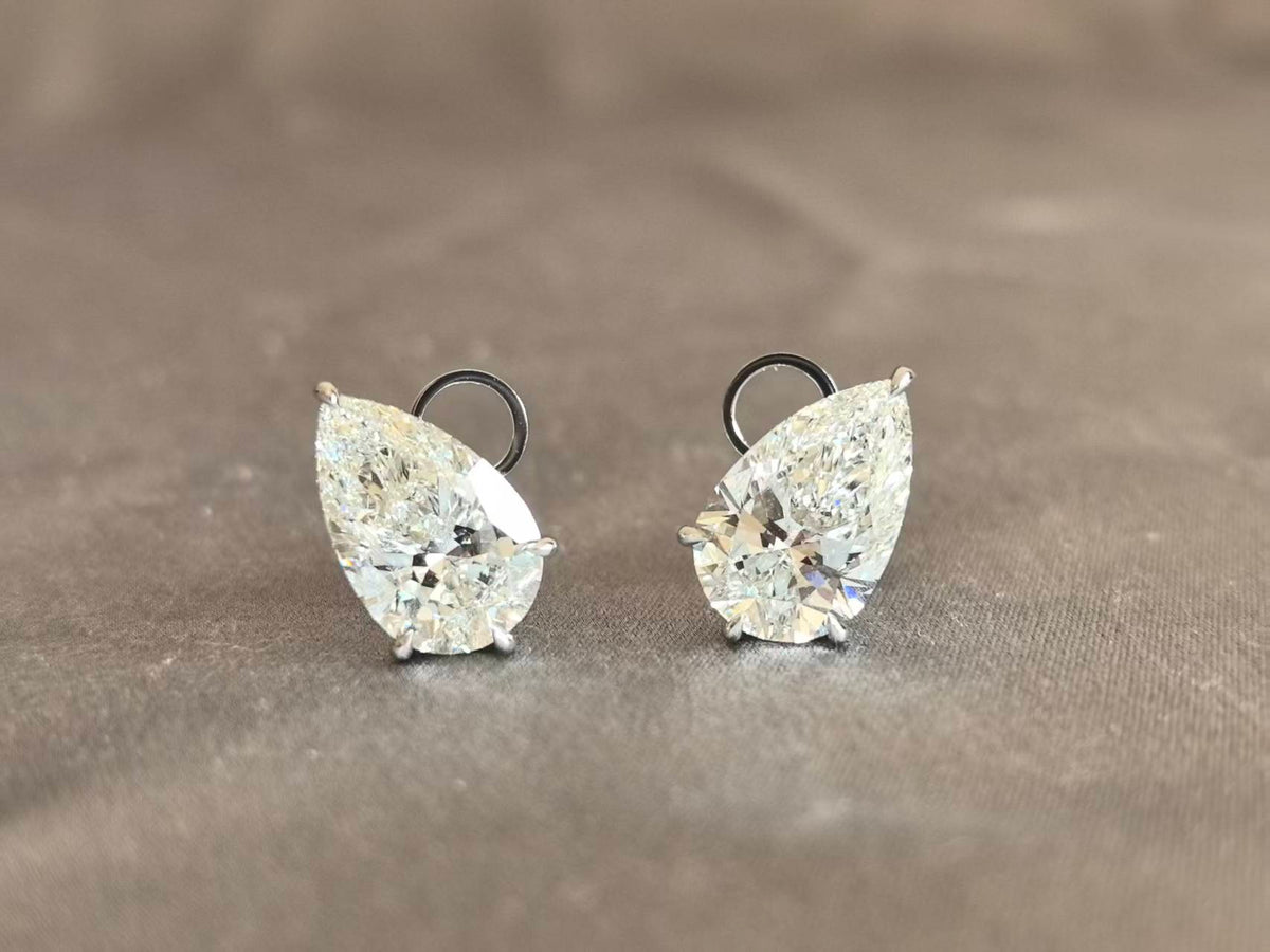 Juno Diamond E-052 | 10 Carat Total Weight Pear-Cut Lab-Grown Diamond Stud Earrings with Stabilizing Backs Earrings