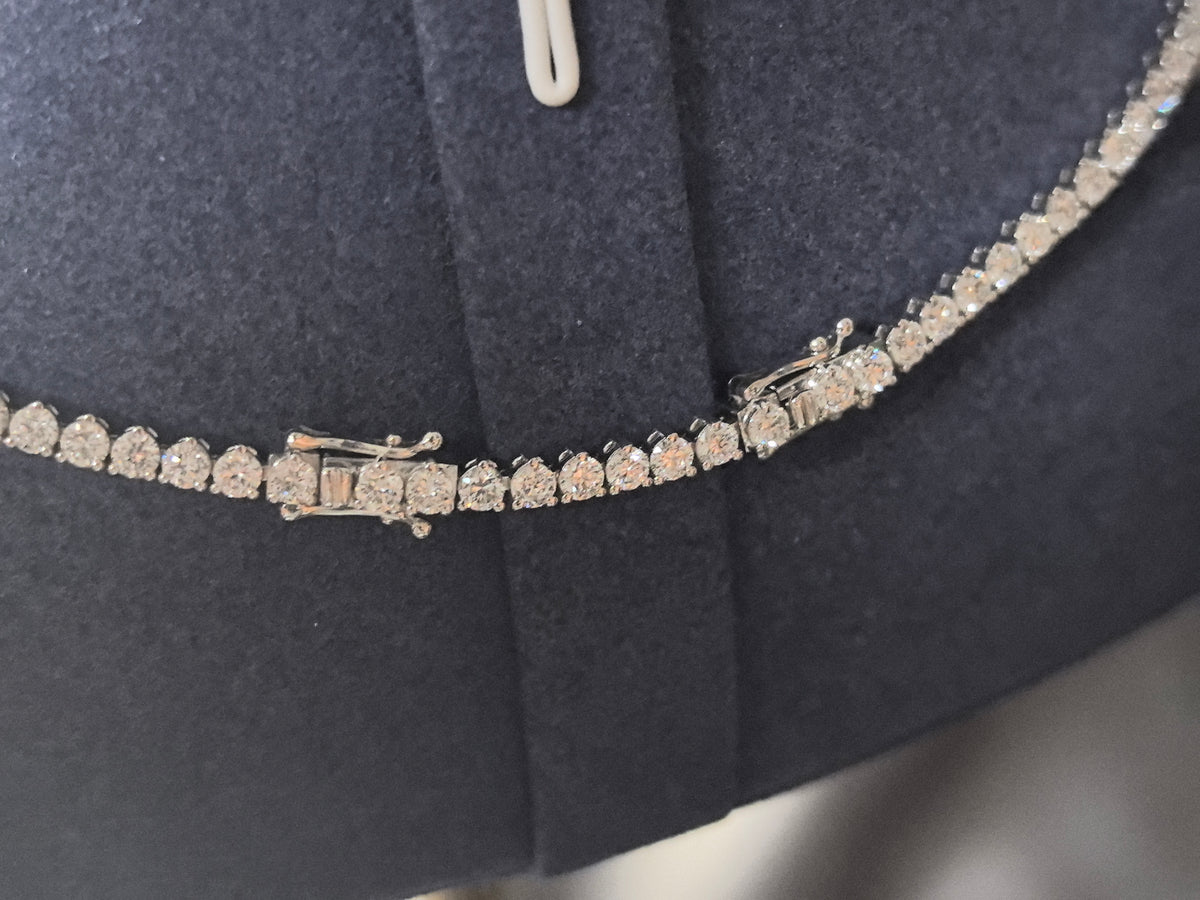 Juno Diamond N-030 | 18ct Three-Prong Graduated Round Lab-Grown Diamond Tennis Necklace with Extension Chain Necklace