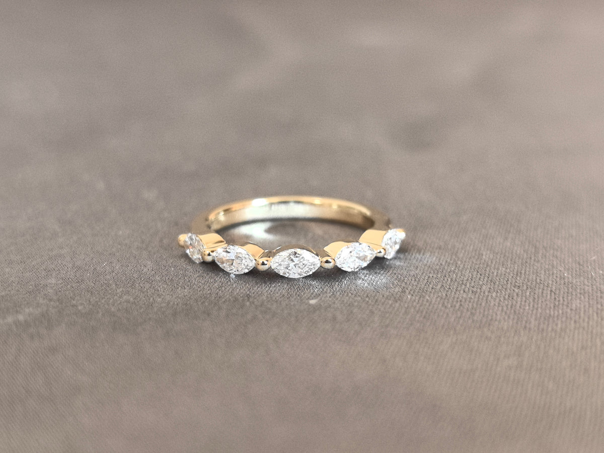Juno Diamond MX-025 | Marquise-Cut Lab-Grown Diamond Half-Eternity Ring with Alternating Stone Direction Ring