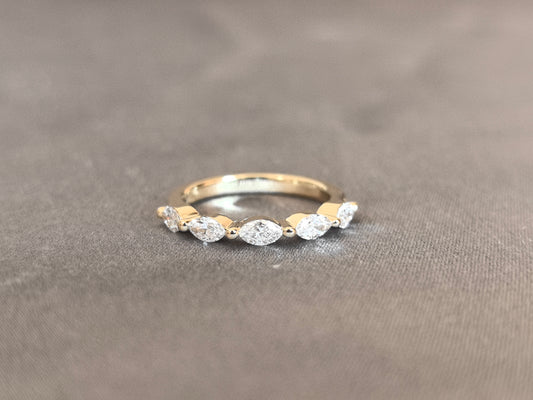 Juno Diamond MX-025 | Marquise-Cut Lab-Grown Diamond Half-Eternity Ring with Alternating Stone Direction Ring