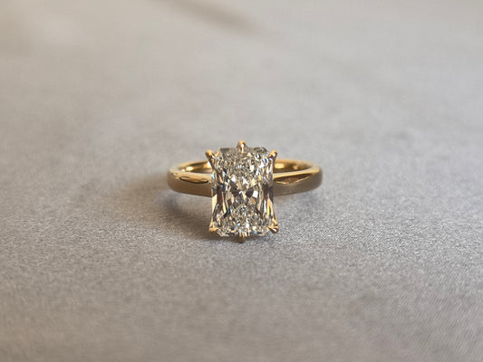 Juno Diamond RD-032 | 3 Carat Radiant Lab-Grown Diamond Tulip Basket Solitaire Ring in Yellow Gold Ring