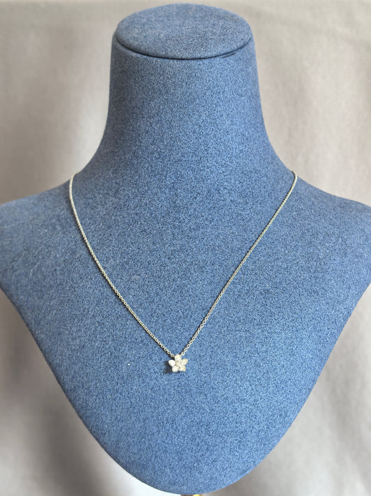 Juno Diamond N-051 | Floral Cluster Round-and-Pear-Shaped Lab-Grown Diamond Delicate Thin-Chain Necklace