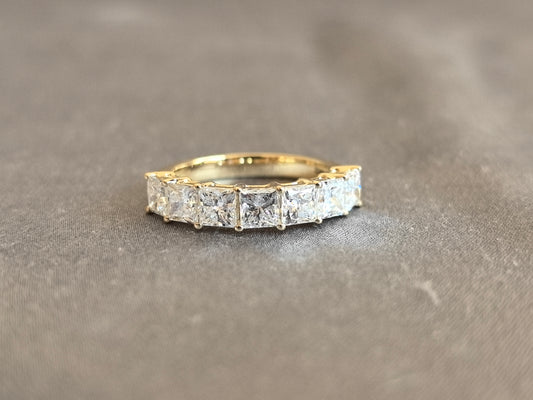 Juno Diamond PR-016 | Five-Stone Princess-Cut Lab-Grown Diamond Ring In Yellow Gold
