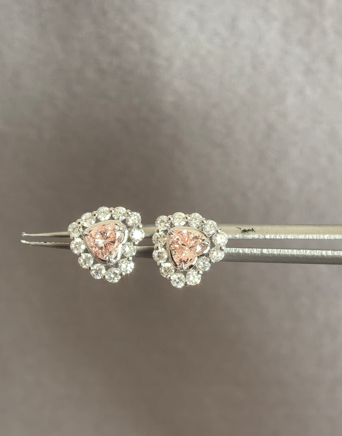 Juno Diamond E-031 | 0.5 Carat Pink Pear-Cut Lab-Grown Diamond 2-Stone Halo Earrings