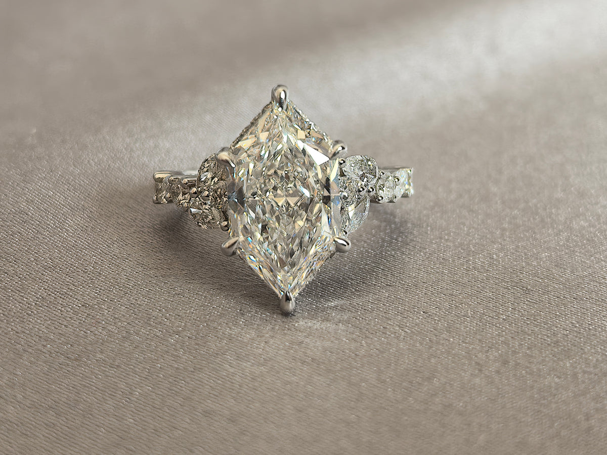 Juno Diamond MA-052 | 2 Carat Marquise-Cut Lab-Grown Diamond Pavé Band Halo Ring