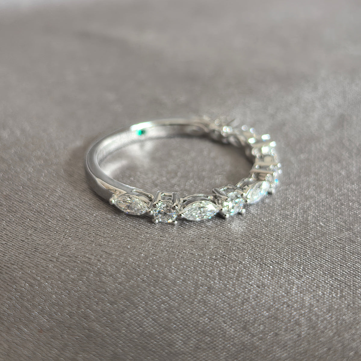 Juno Diamond MX-007 | Marquise-and-Round Lab-Grown Diamond Half-Eternity Ring in White Gold