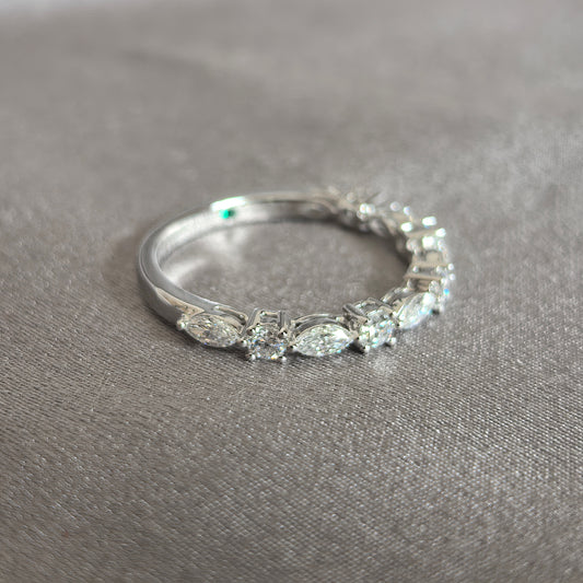 Juno Diamond MX-007 | Marquise-and-Round Lab-Grown Diamond Half-Eternity Ring in White Gold