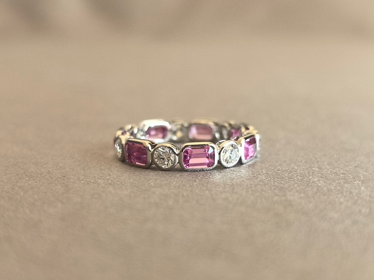 Juno Diamond MX-020 | Pink Mixed-Cut Lab-Grown Diamond Full Bezel Setting Bezel Ring